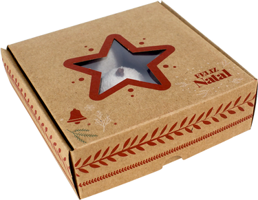 Caixa Kraft com Visor Estrela 9 Doces - Pct 10 Unidades